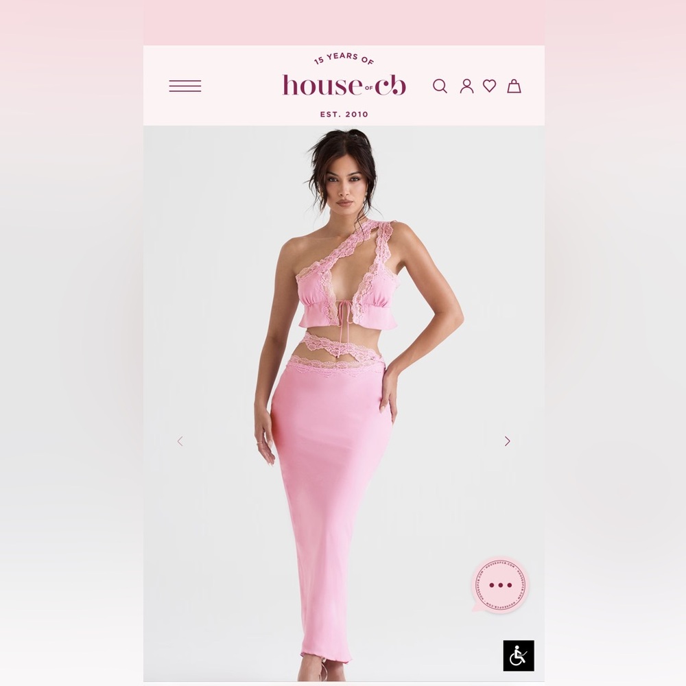 House of CB Pink Lace Two-Piece Set